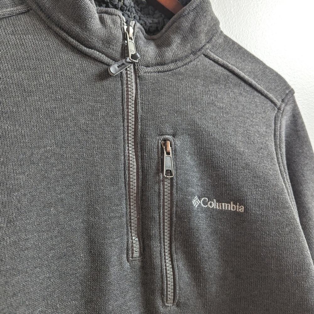 Columbia Mens Pullover Fleece Sweater Sz Medium Gray Mock Neck - Picture 2 of 5